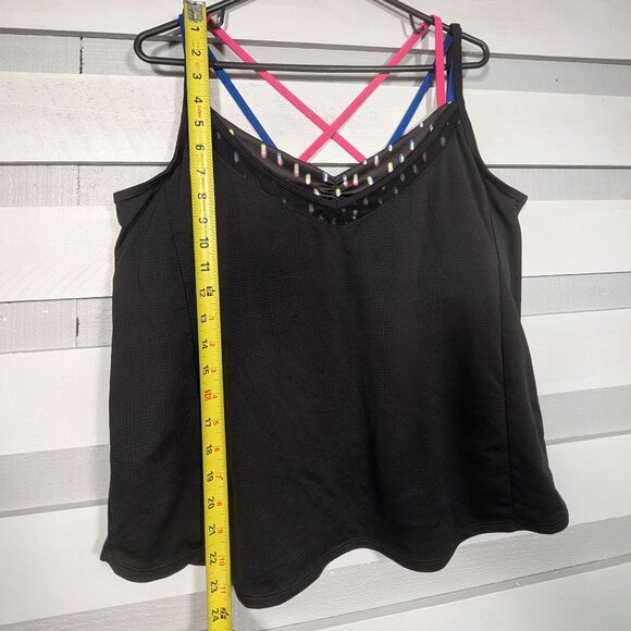 Lucky in Love Neon Lights Let it Glow Tank Top Womens XL built in bra black Cami - Picture 9 of 10
